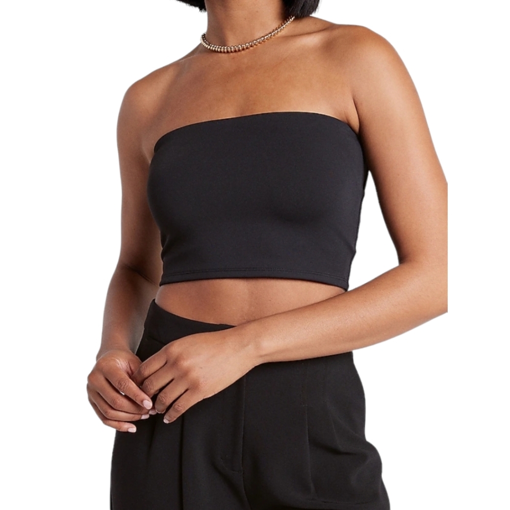 Express Body Contour High Compression Cropped Tube Top Womens Size XL Black